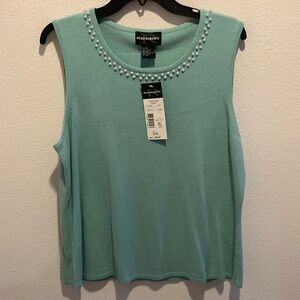 NWT Womens She’ll Top. Sleeveless. Faux Pearl Detail@neckline. Retro Glam. XL.  